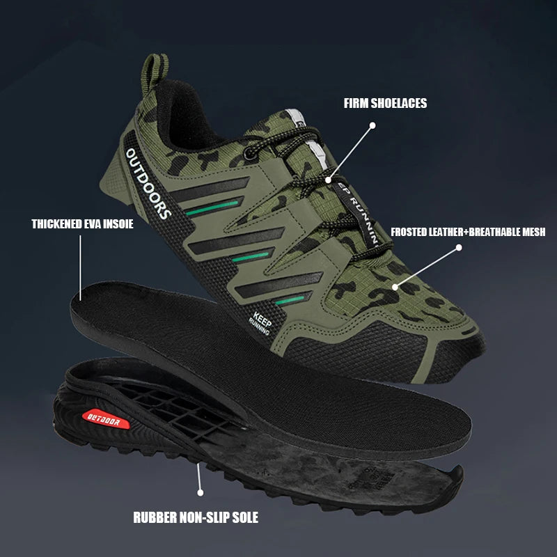 Men's Splash-Resistant Leather Outdoor Hiking Training Boots