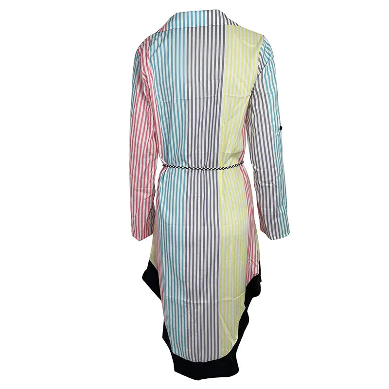 Women's Autumn Print V-Neck Lace-Up Long Sleeve Slim Midi Dress