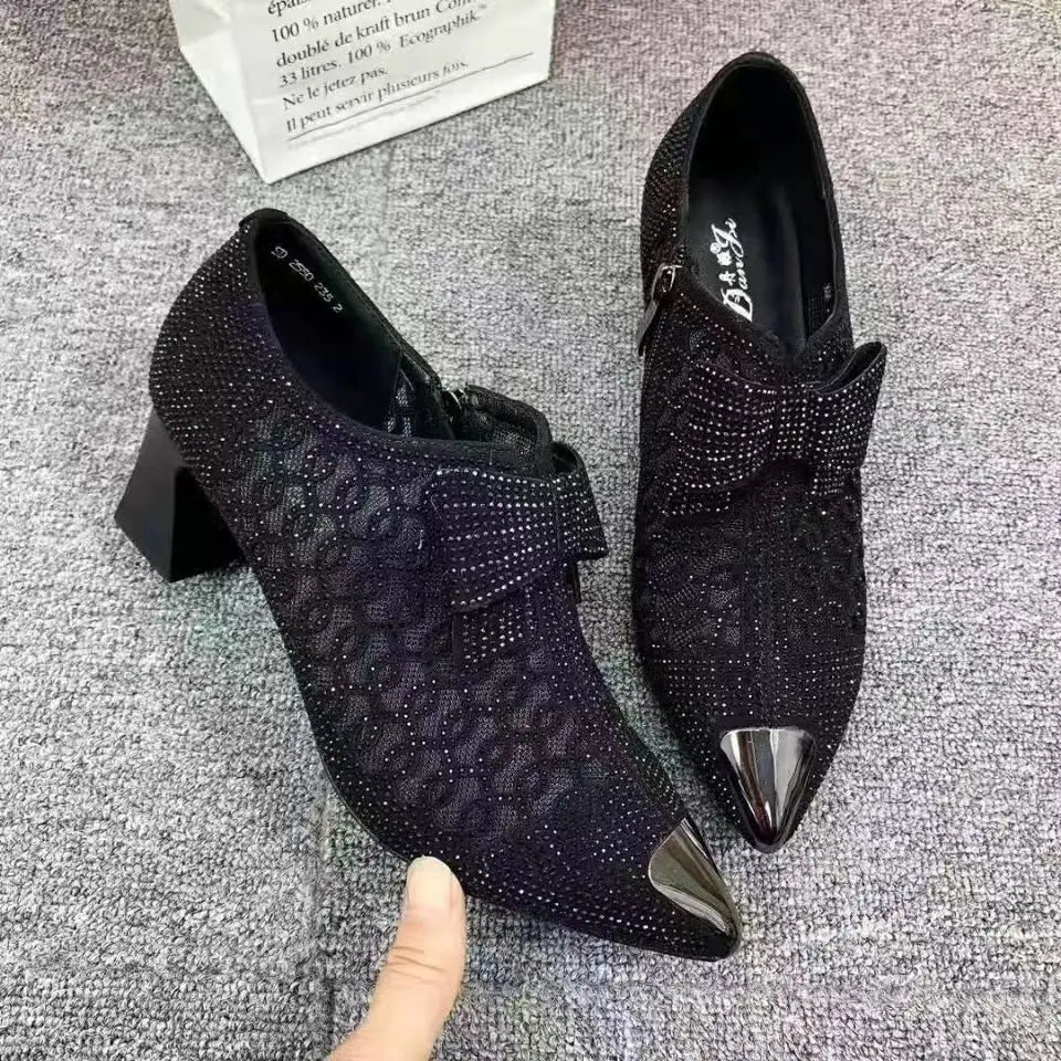 Women's Rhinestone Hollow High Heel Dance Shoes
