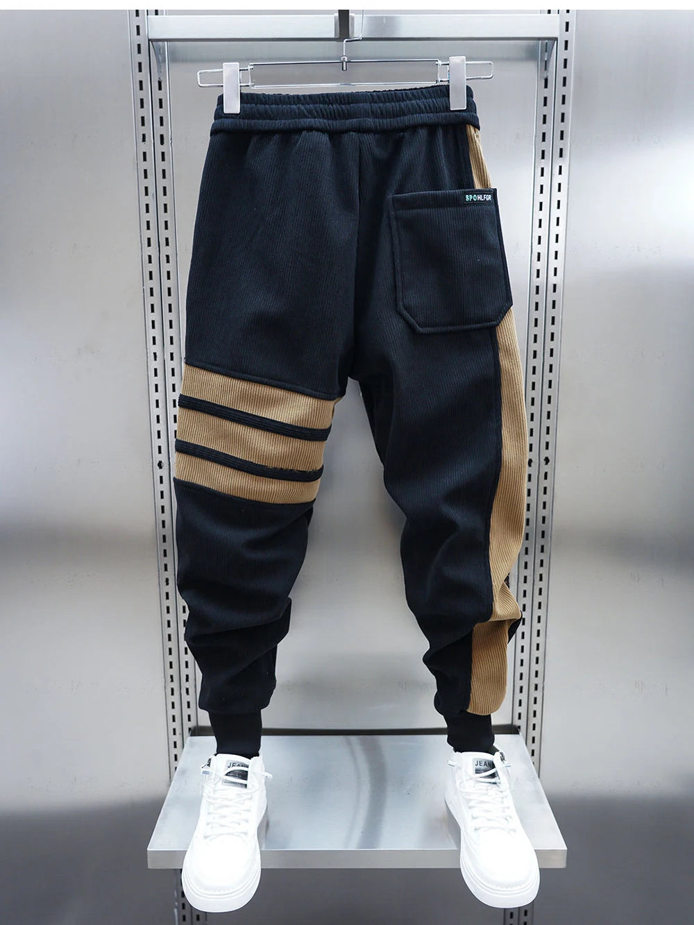 Men's Patchwork Striped Harem Jogger Sweatpants