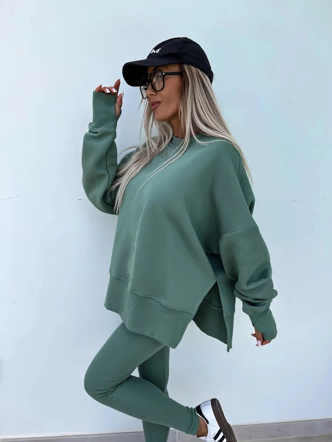 Women's Loose Shirt and Tight Pants Two-Piece Set