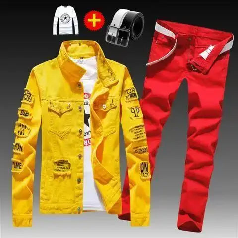 Men's Slim Denim Jacket and Jeans Two-Piece Set