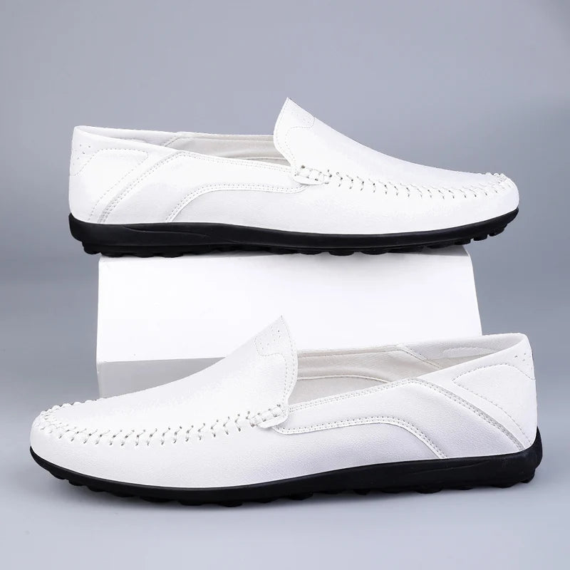 Men's Italian Soft Leather Slip-On Moccasin Boat Loafers