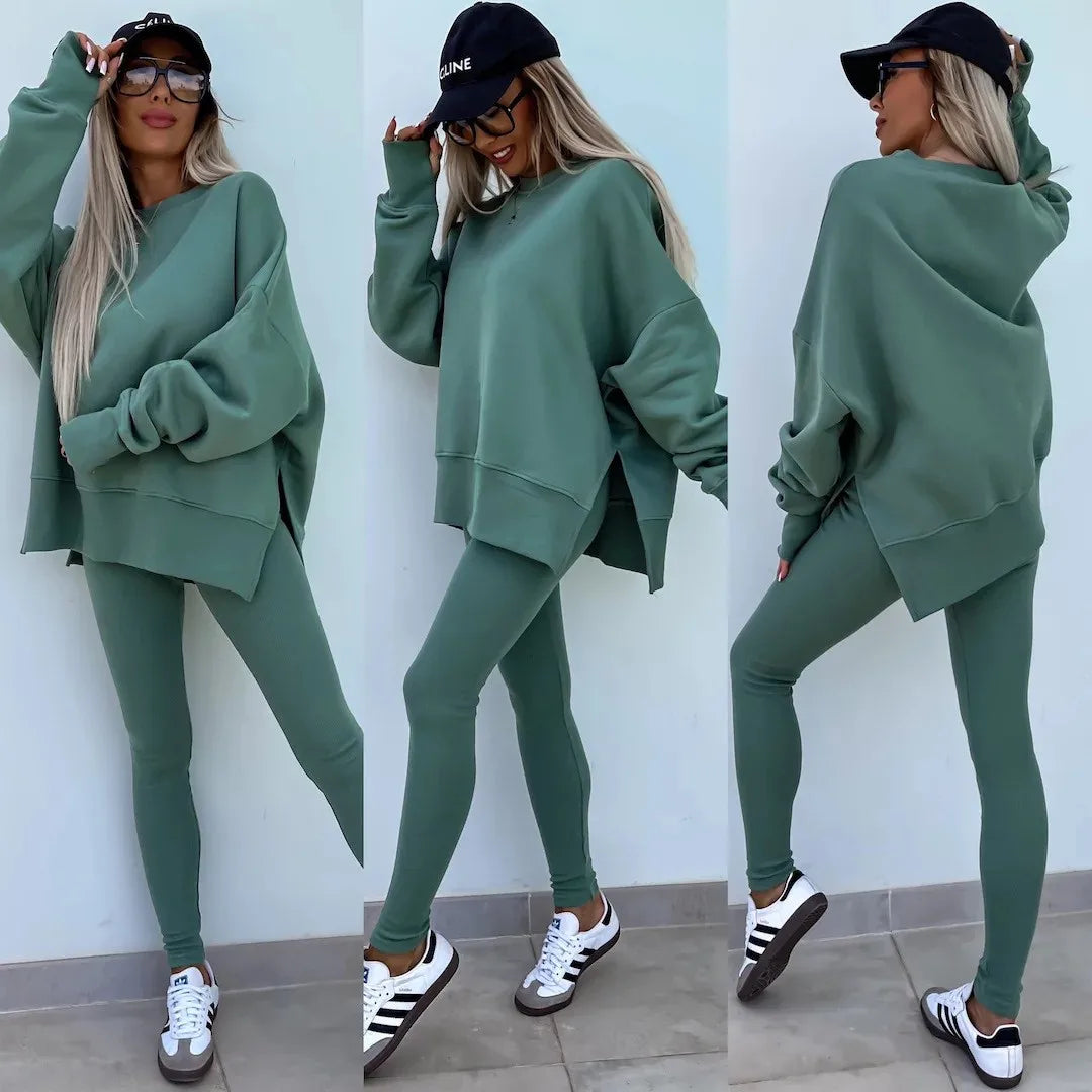Women's Loose Shirt and Tight Pants Two-Piece Set