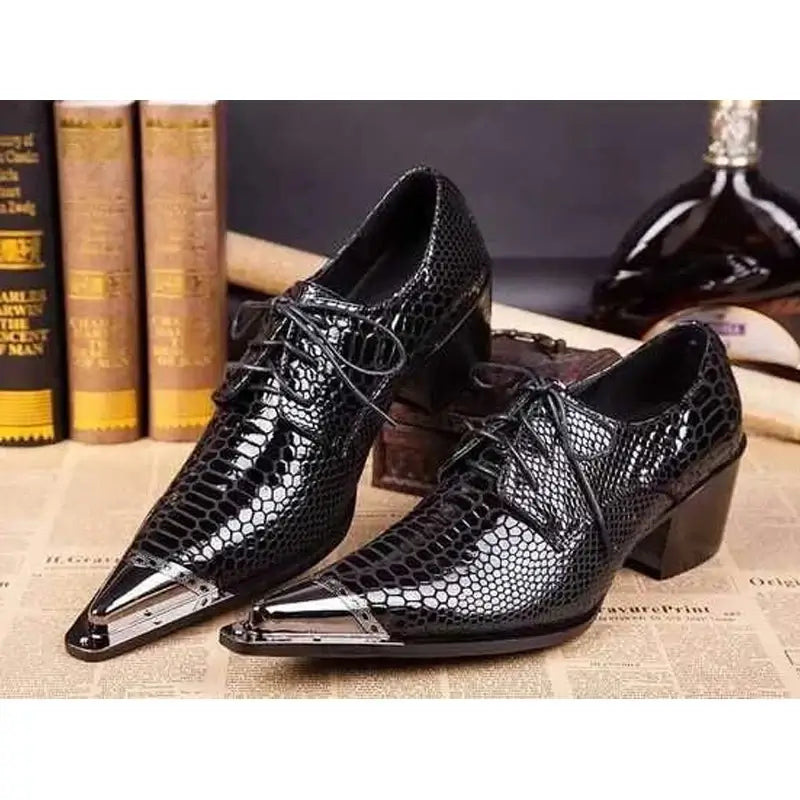 Men's Glitter Gold Italian Pointed Leather Wedding Dress Shoes