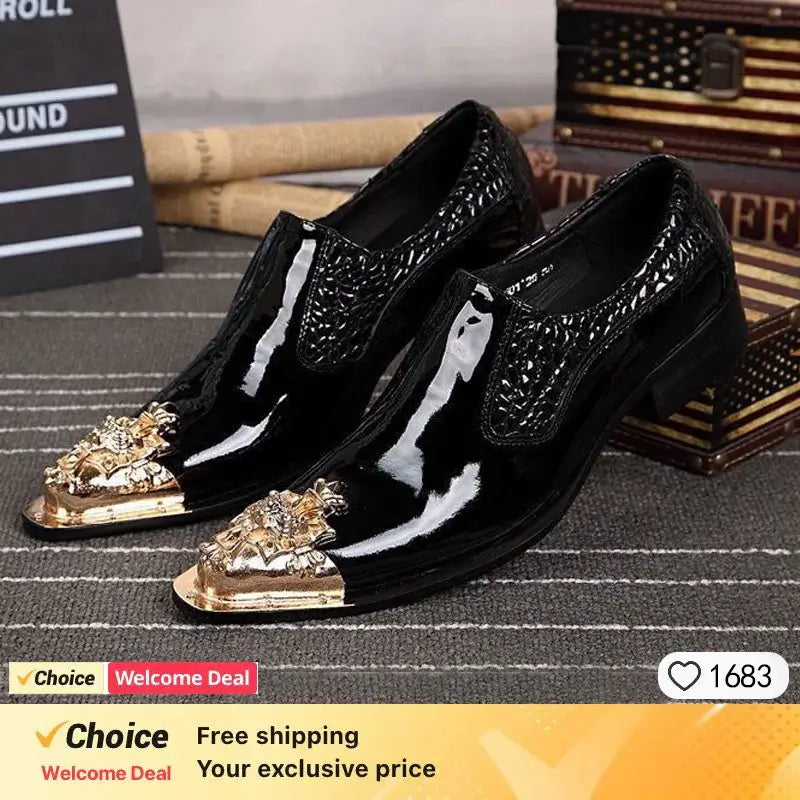 Men's Italian Snake Grain Pointed Leather Dress Shoes