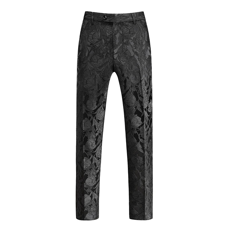 Men's Jacquard Suit Pants White Black Pink Wedding Prom Trousers