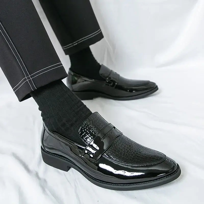 Men's Color-Block Round-Toe Business Loafers, Formal Wedding