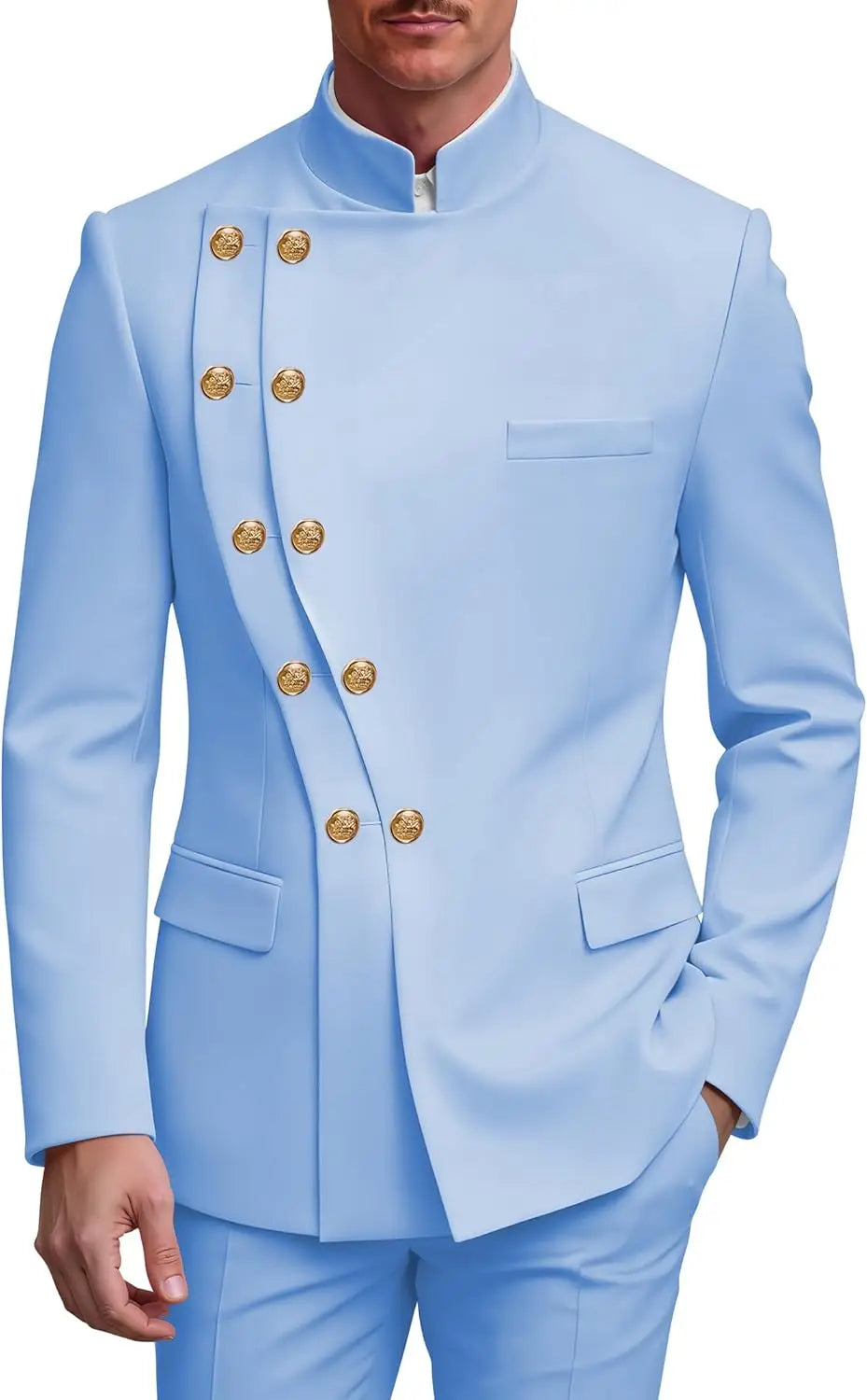 Men's Slim Fit Stand Collar Wedding Tuxedo Set