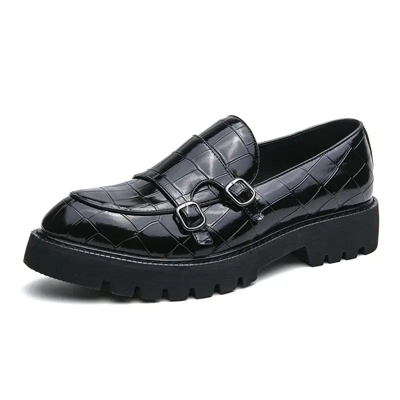 Men's Thick-Sole Soft Monk Strap Loafers, Party Wedding Street Shoes