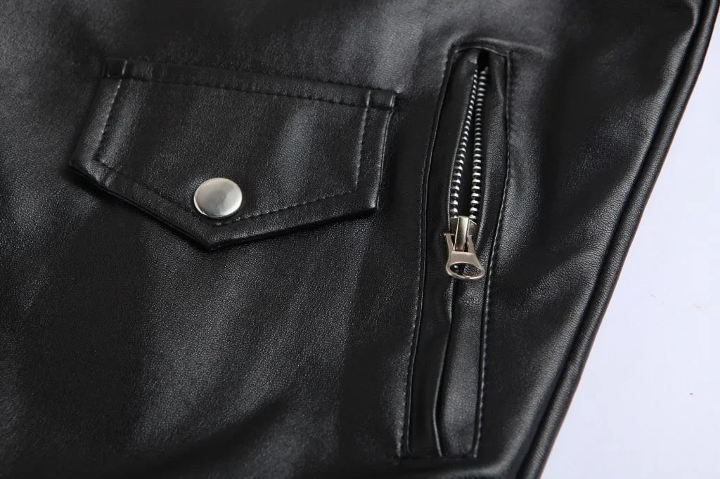 Men's Slim Fit PU Leather Motorcycle Jacket