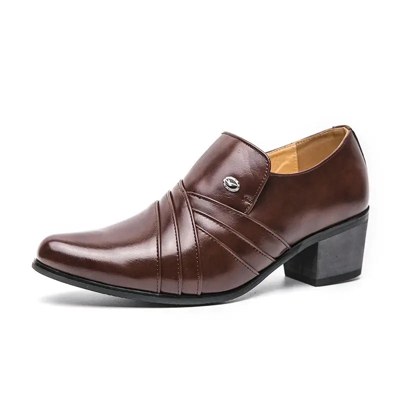 Men's Pointed Leather Height-Increase Business Dress Shoes