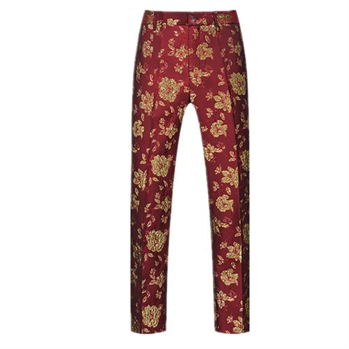 Men's Jacquard Wedding Party Groom Dress Suit Pants