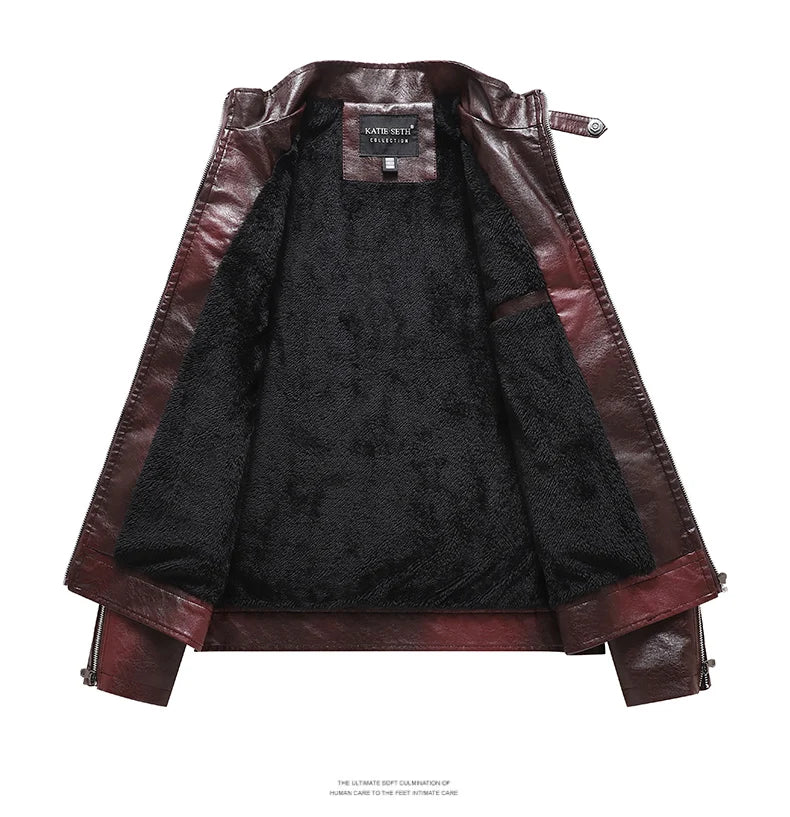 Men's Winter Motorcycle Leather Jacket