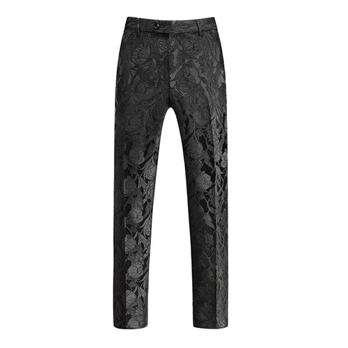 Men's Jacquard Suit Pants White Black Pink Wedding Prom Trousers