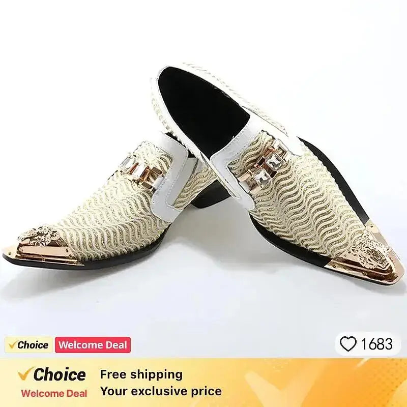 Men's Italian Snake Grain Pointed Leather Dress Shoes