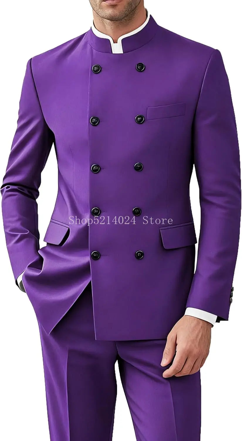 Men 2 Pieces Suit for Men Gold Button Jacket Pant Set Traditional Wedding, Casual and Business