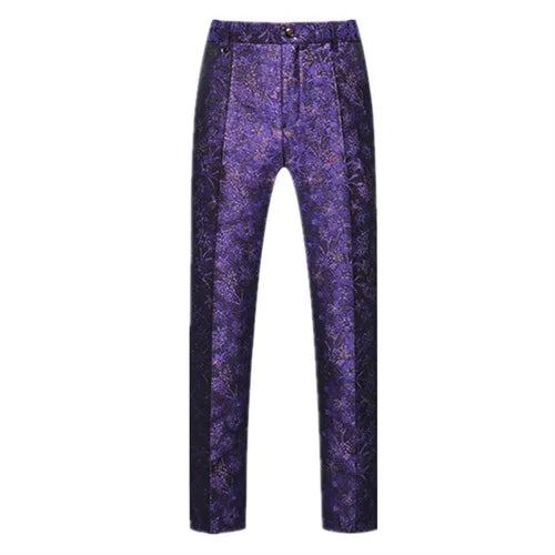 Men's Jacquard Wedding Party Groom Dress Suit Pants