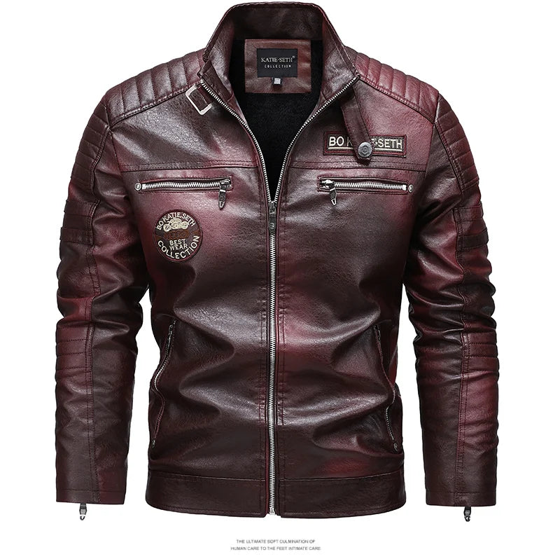 Men's Winter Motorcycle Leather Jacket