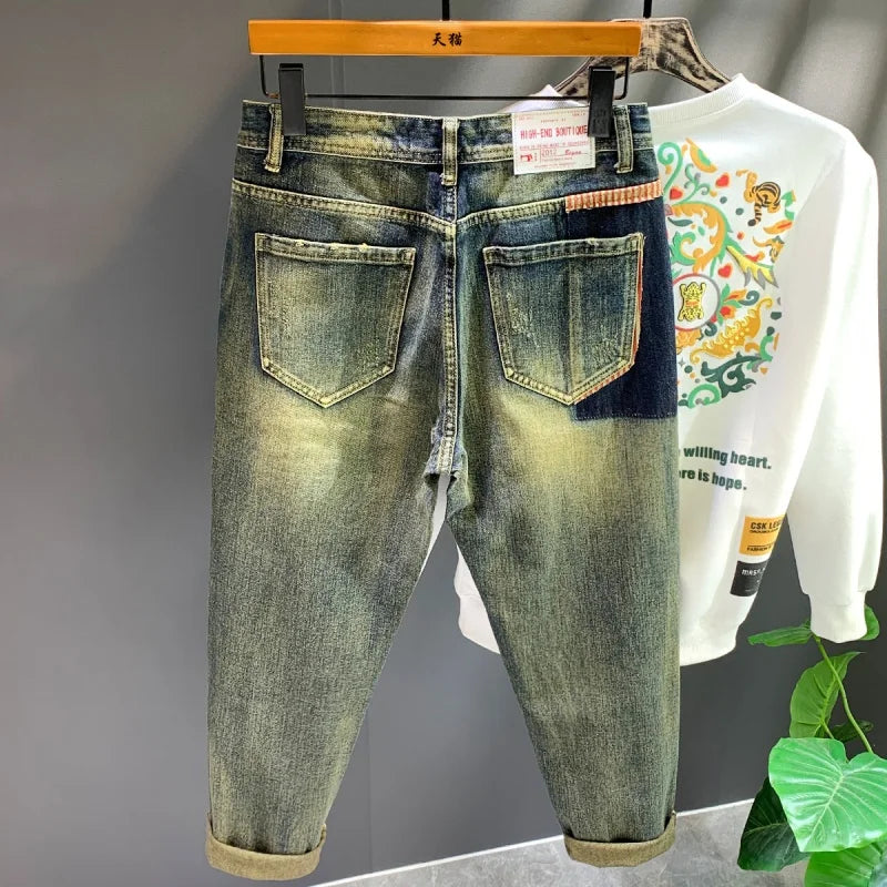 Men's Retro Loose Stitch Wide-Leg Baggy Jeans