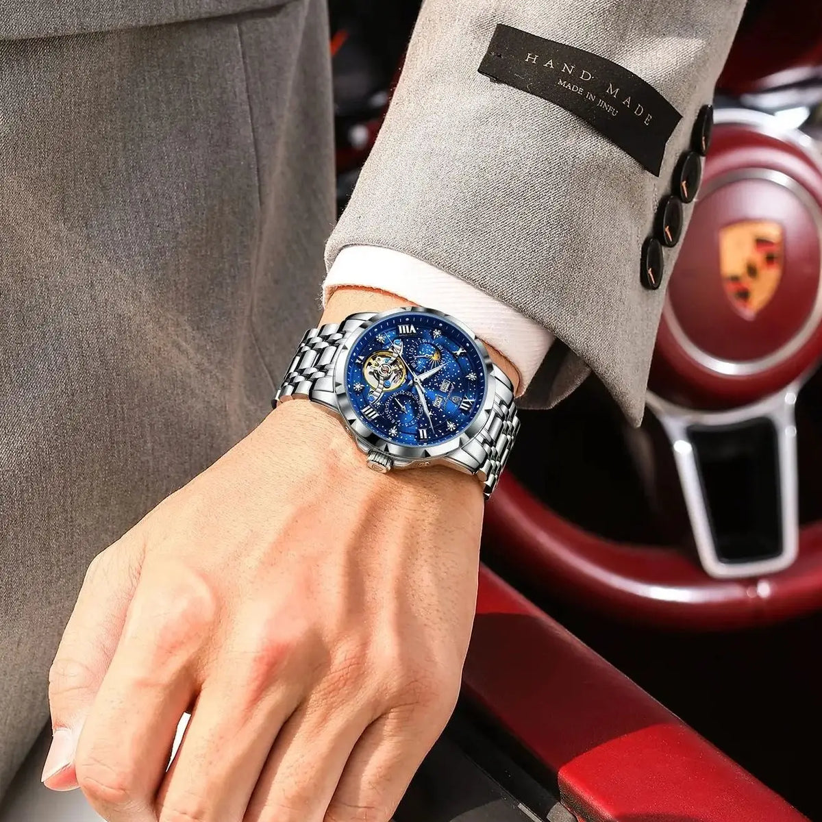 Men's Automatic Mechanical Stainless Steel Calendar Watch