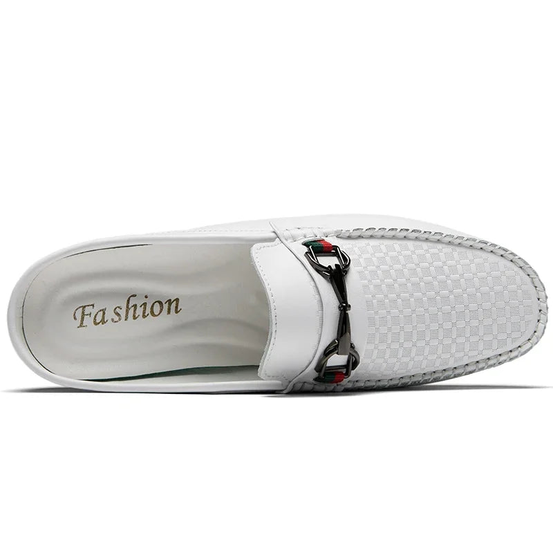 Men's Genuine Leather Slip-On Walking Slide Sandals