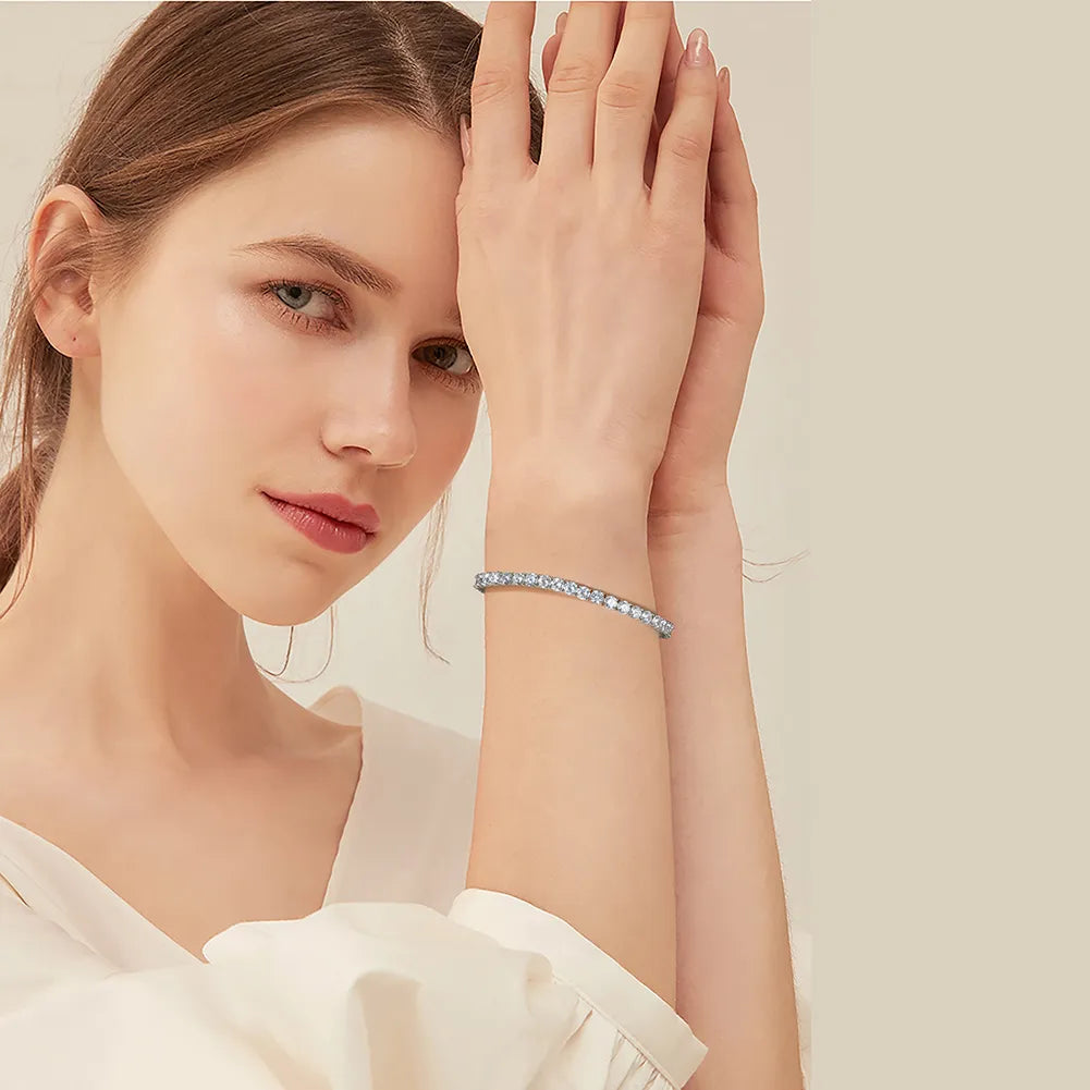 Unisex 925 Sterling Silver Tennis Chain Bracelet