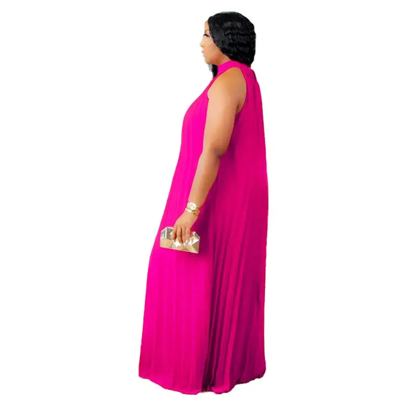 Women's Plus-Size Halter Hollow Split A-Line Bandage Maxi Dress