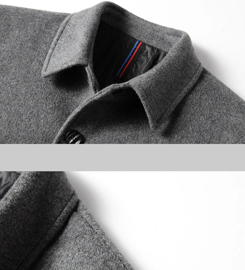 Men's Wool Turn-Down Collar Long Winter Coat