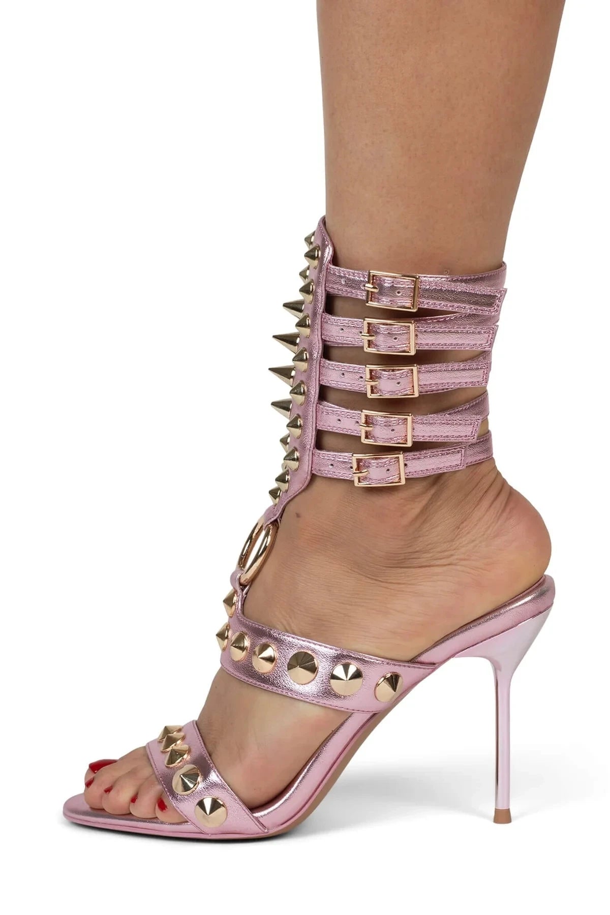 Women's Riveted Pointed Patent Party High Heels