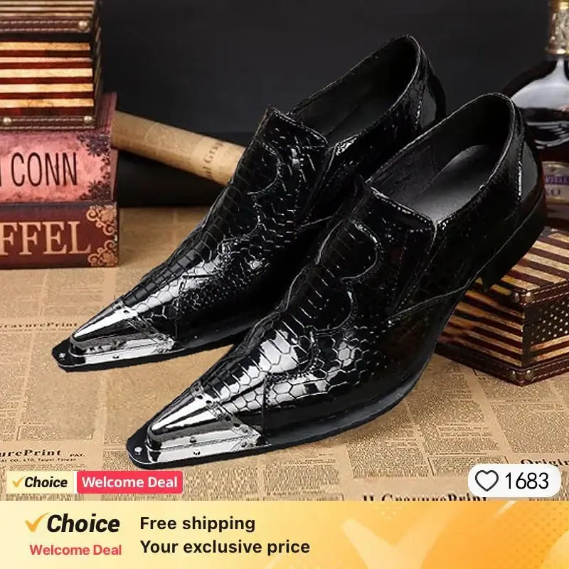 Men's Pointed Metal Toe Party Dress Shoes