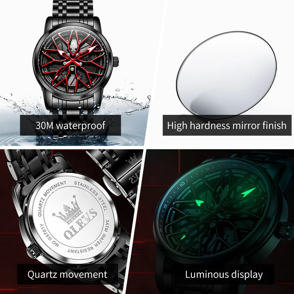 Men's Flywheel Quartz Splash-Resistant Sport Watch