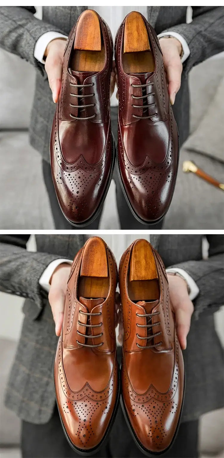 Men's Multi-Color Breathable Leather Wedding Brogue Shoes