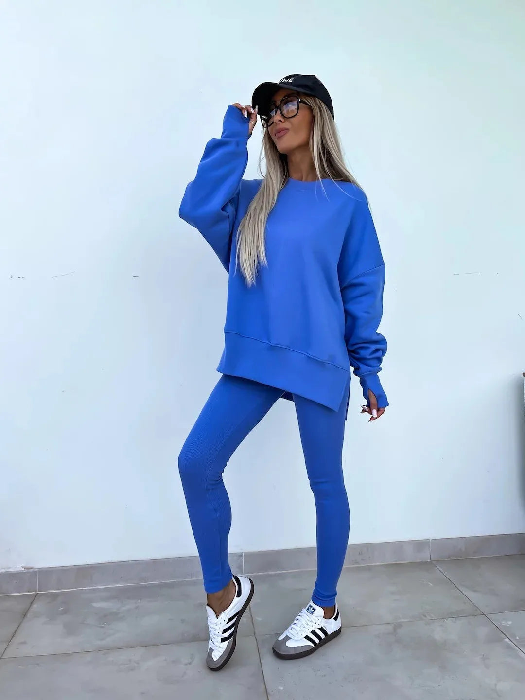Women's Loose Shirt and Tight Pants Two-Piece Set