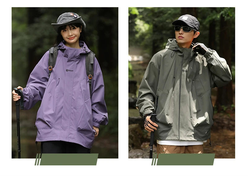 Men's Waterproof Hooded Hiking Bomber Windbreaker