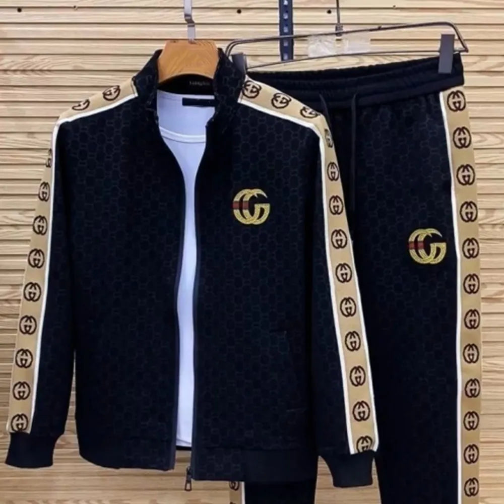 Men's Stand-Collar Cardigan Jacket and Pants Two-Piece Set