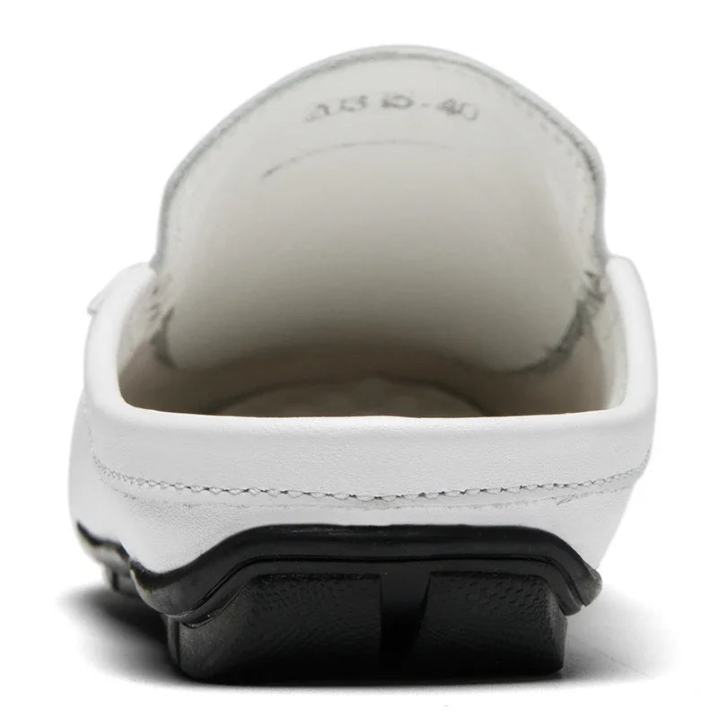 Men's Genuine Leather Slip-On Walking Slide Sandals