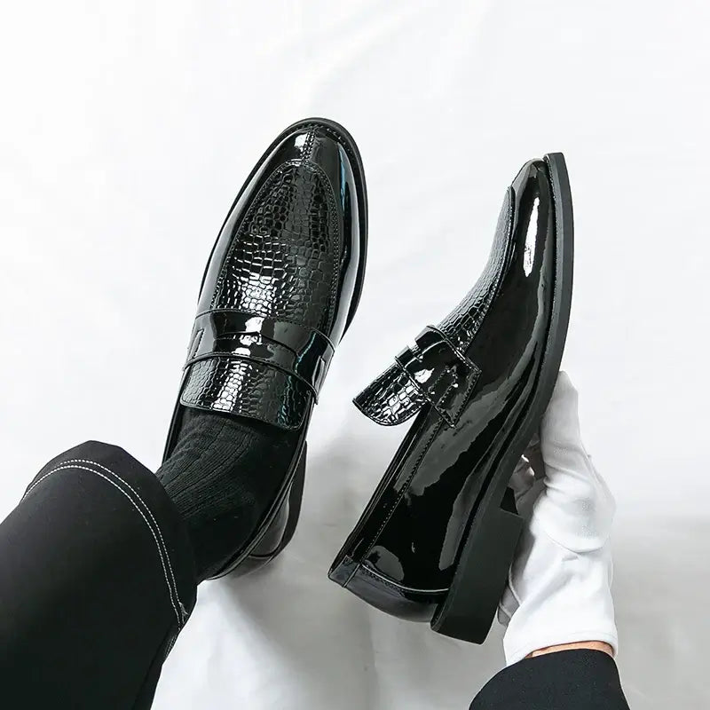 Men's Color-Block Round-Toe Business Loafers, Formal Wedding
