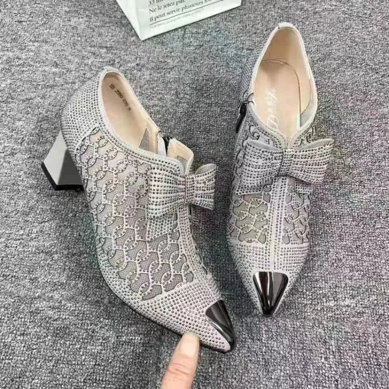 Women's Rhinestone Hollow High Heel Dance Shoes