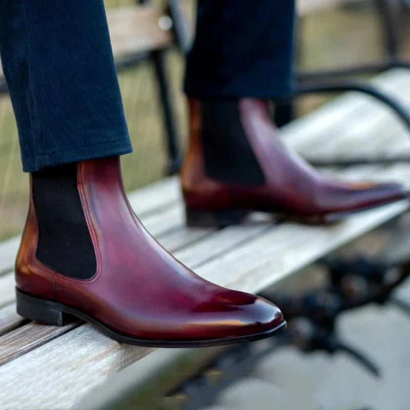 Men's Red Bottom Chelsea Ankle Boots