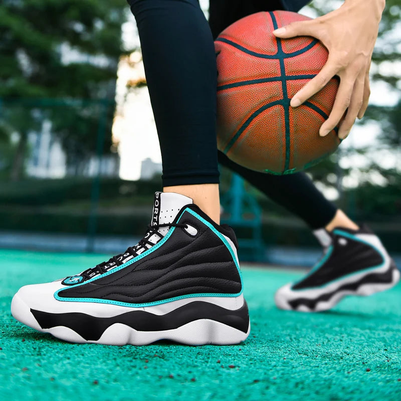 Men's High-Top Rotating Buckle Air Cushion Basketball Sneakers