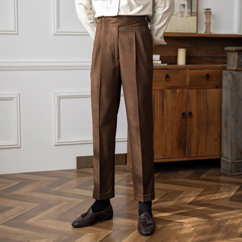 Men's Naples Slim-Fit Dress Pants British Retro Trousers