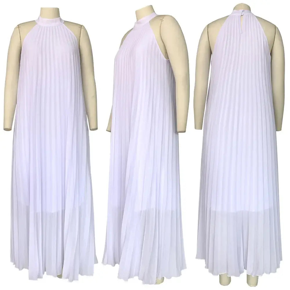 Women's Plus-Size Halter Hollow Split A-Line Bandage Maxi Dress