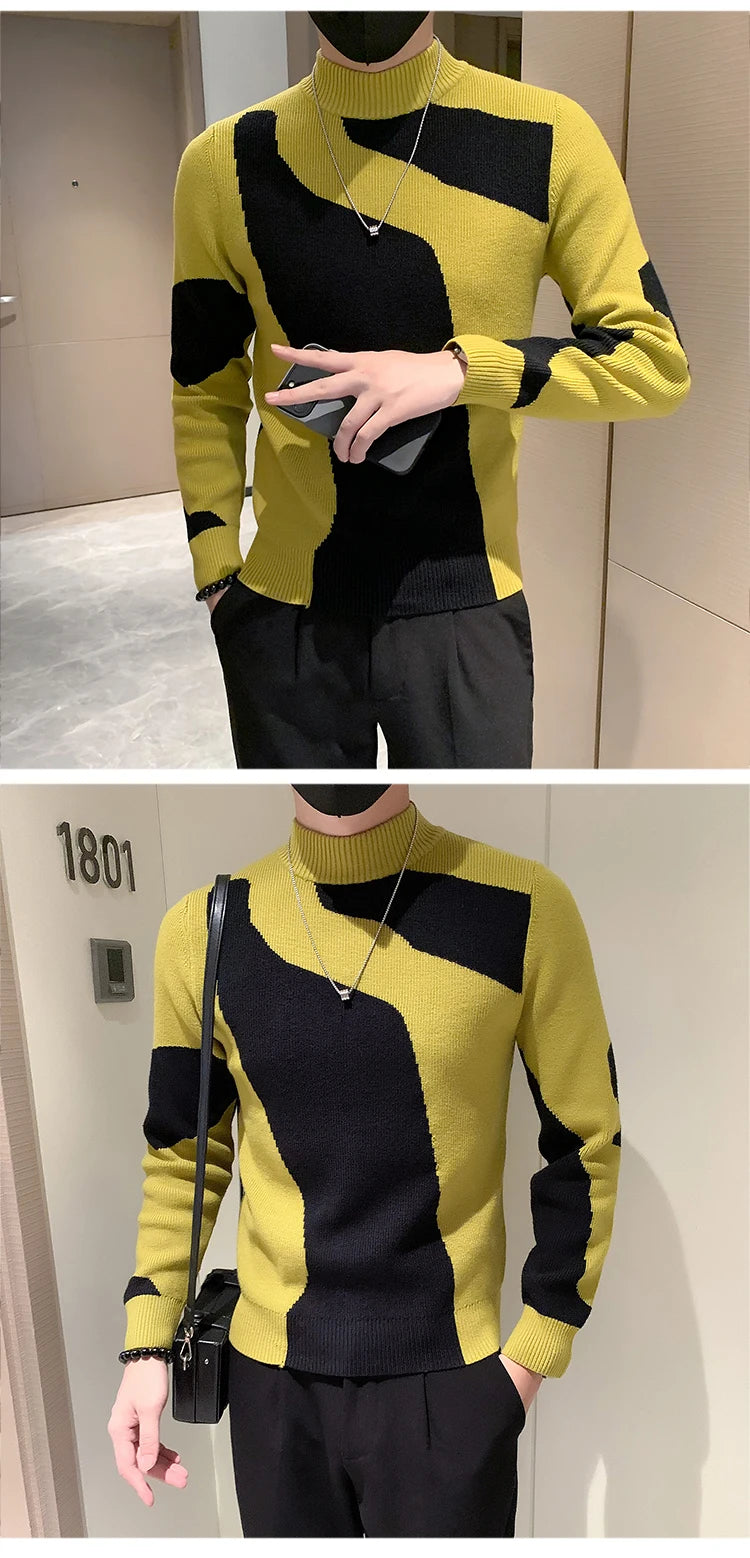 Men's Half Turtleneck Slim Knit Pullover