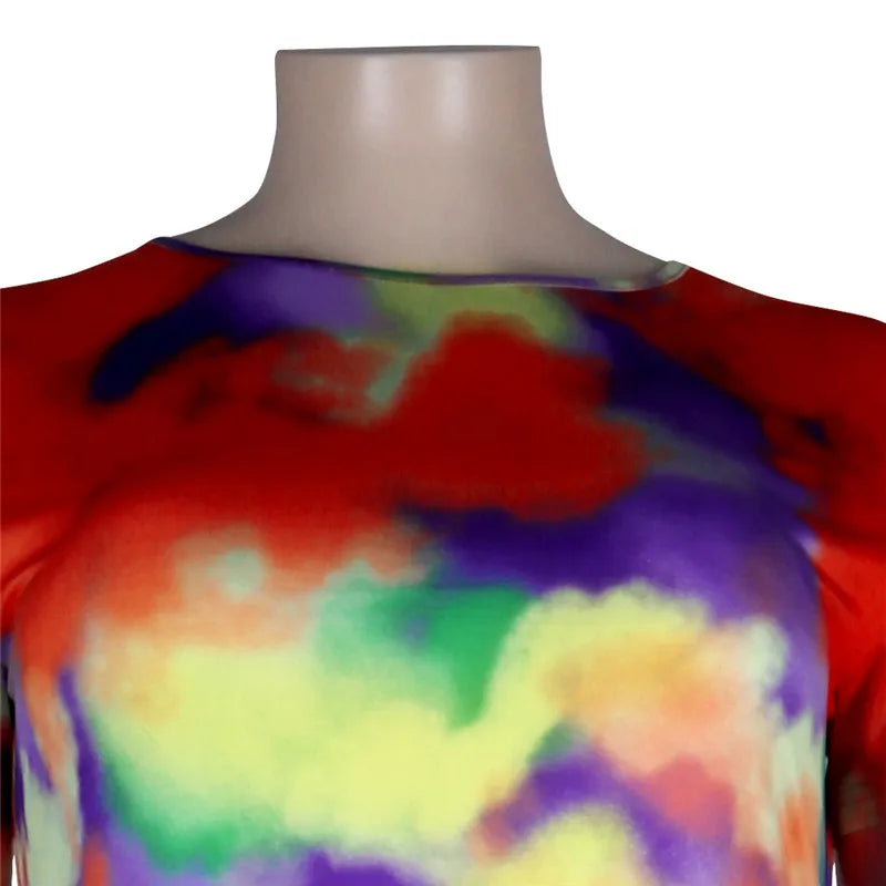 Women's Plus Size Tie-Dye Tank Top and Shorts Summer Set