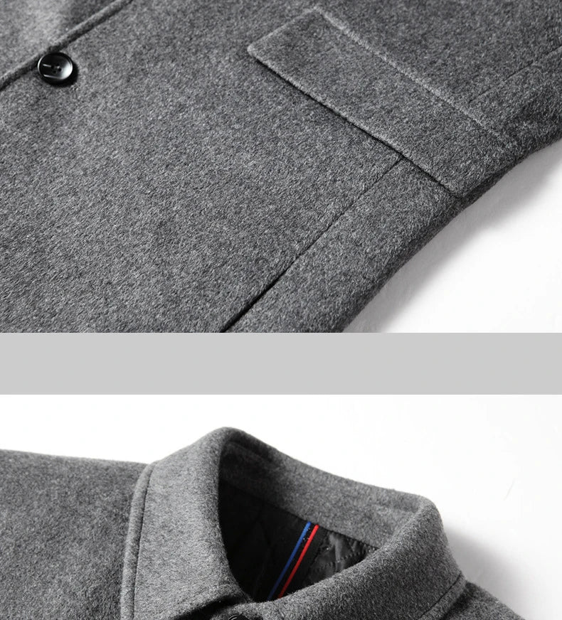 Men's Wool Turn-Down Collar Long Winter Coat