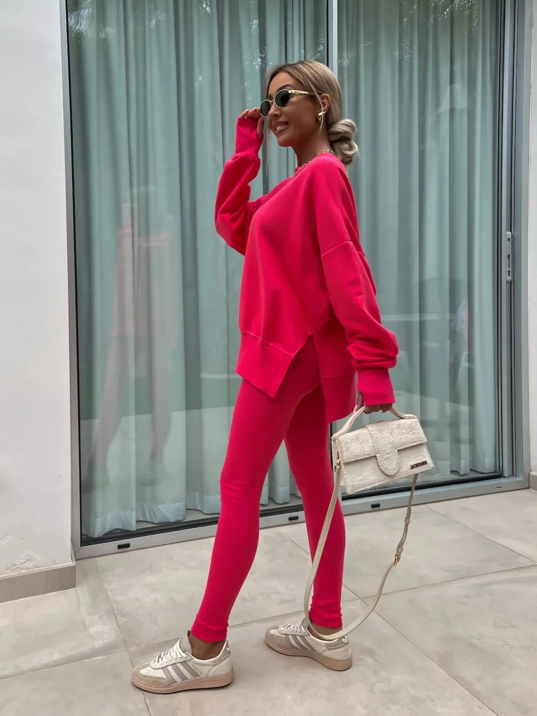Women's Loose Shirt and Tight Pants Two-Piece Set