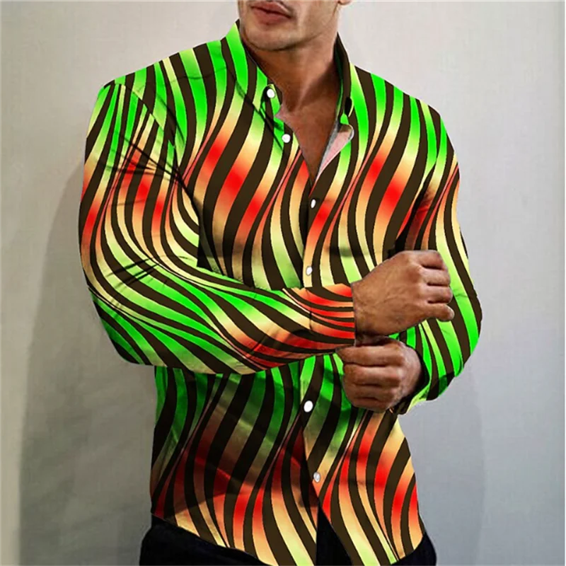 Men's Geometric Flower Pattern Button Shirt T-Shirt Set