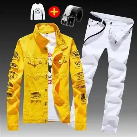 Men's Slim Denim Jacket and Jeans Two-Piece Set