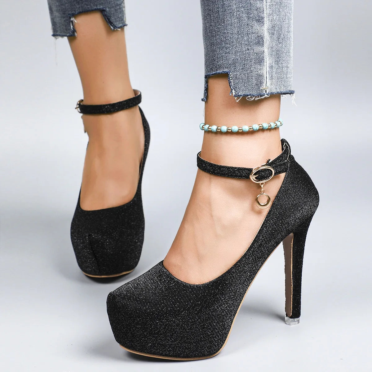 Women's Thin Heel Platform Buckle Strap High Heels